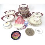 A quantity of assorted ceramics to include a Moorcroft bowl, a Ruby Anniversary Coalport figure, a