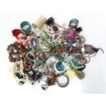 A large quantity of costume jewellery to include bracelets, beads, necklaces, earrings, etc.