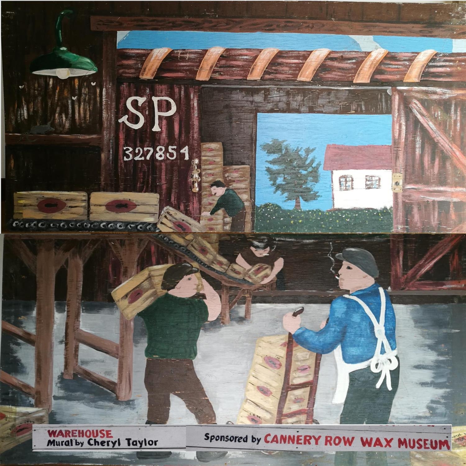 Cheryl Taylor, 20th century, American School, Mural, Warehouse, sponsored by the Cannery Row Wax