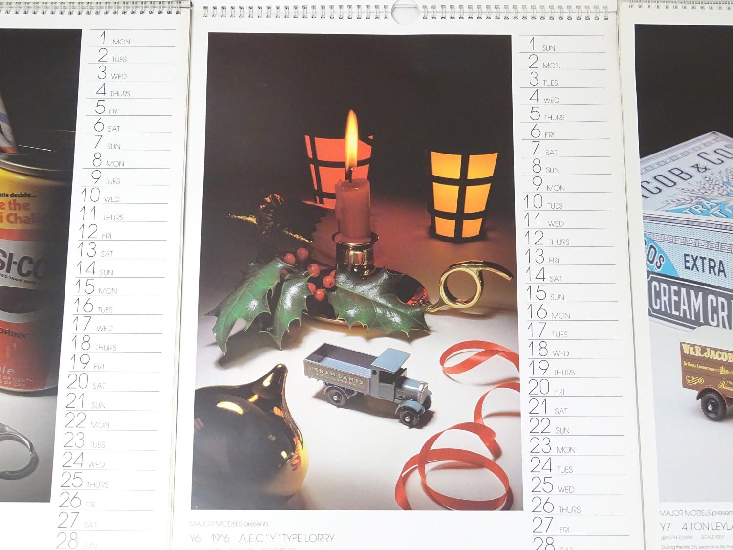 A group of vintage Matchbox Models of Yesteryear / Major Models toy car promotional calendars, - Bild 6 aus 7