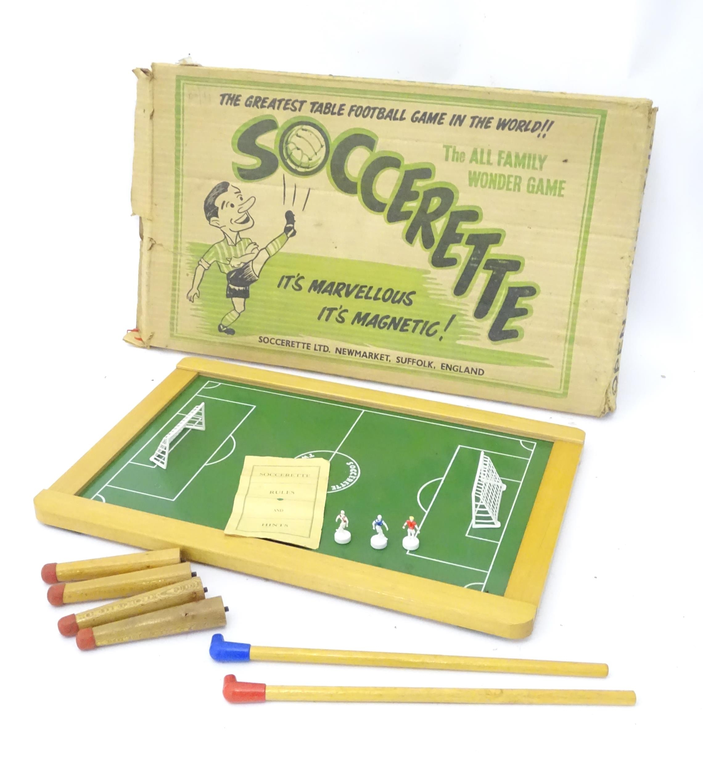 A mid 20thC soccerette table top football game Please Note - we do not make reference to the