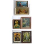 A quantity of 20thC religious iconography / colour prints to include depicting the Sacred heart of