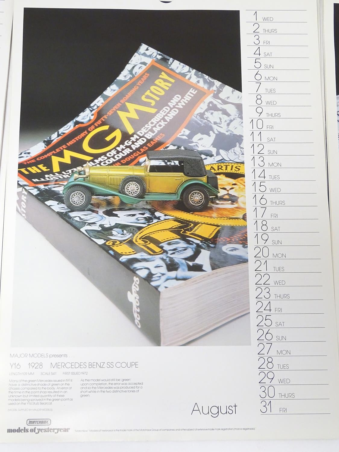 A group of vintage Matchbox Models of Yesteryear / Major Models toy car promotional calendars, - Bild 7 aus 7