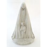 A 20thC French plaster sculpture depicting Saint Genevieve and the personification of Paris as a