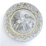 A Chinese export plate with grisaille decoration depicting the mythological god Jupiter and