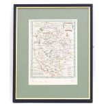 Map: An 18thC hand coloured engraved map of the county of Bedfordshire by Robert Morden, published