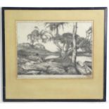 Edward Bouverie Hoyton (1900-1988), Etching, Bracciano, Trevignano, Italy. Signed and titled in