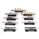 Toys: A quantity of 20thC Atlas Editions scale model ships / boats comprising HMS Queen Mary, HMS