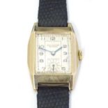 A 9ct gold Bravingtons Renown wristwatch with subsidiary seconds dial. The case marked Denison and