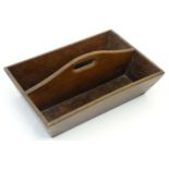 An early 20thC oak two-division housekeeper's / cutlery tray. Approx. 14 1/2" long Please Note -