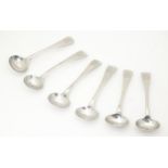 A set of six George III silver Old English pattern salt spoons, hallmarked London 1814, maker