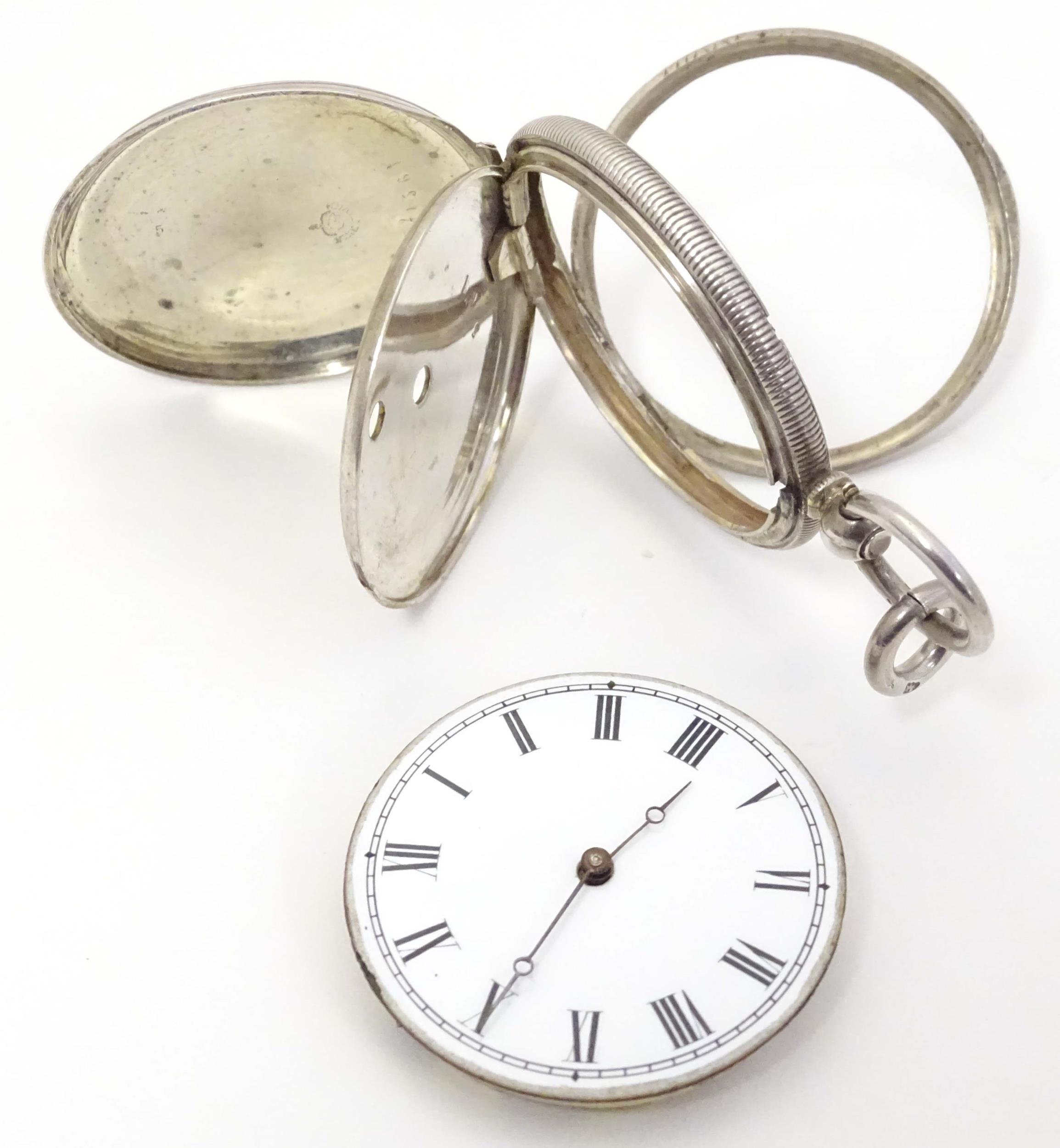 A white metal pocket watch. Approx. 1 1/2" diameter Please Note - we do not make reference to the - Image 4 of 7