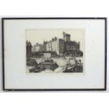 Kenneth Holmes (1902-1994), Drypoint etching, A harbour scene with figures and boats. Signed in