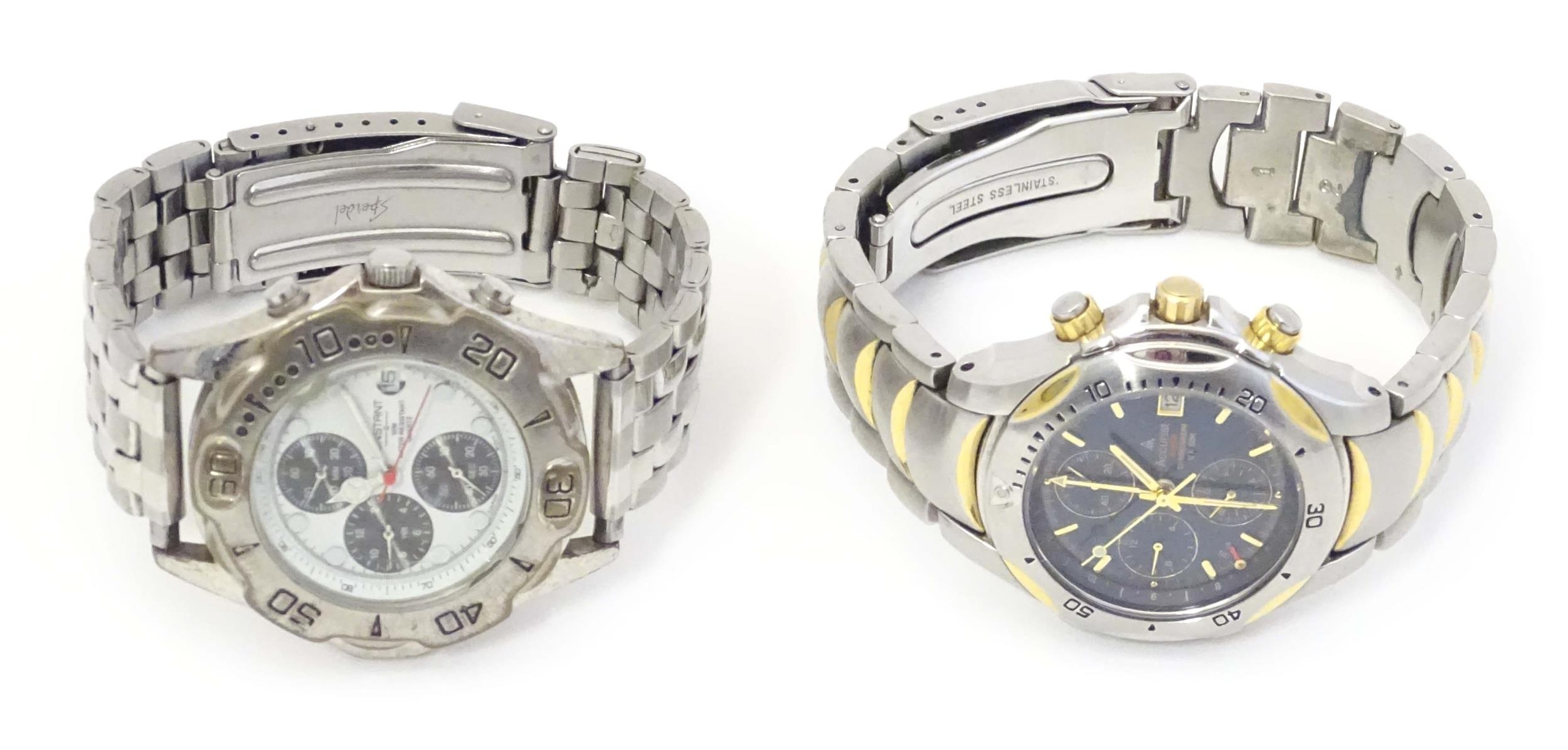 Two late 20thC genteman's wrist watches to include an Accuwrist Alarm Chronograph, and a Constant (