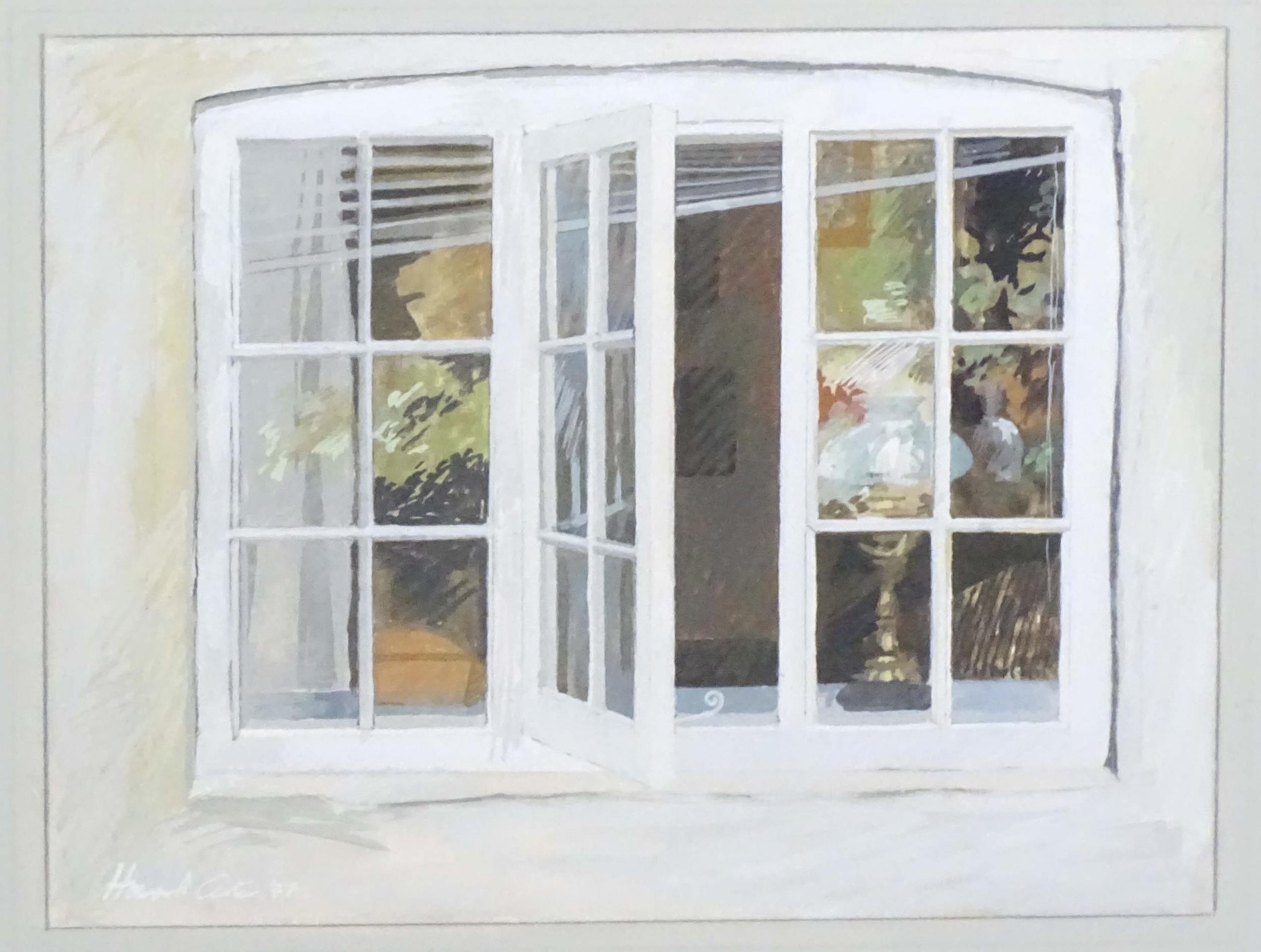 Howard Carter, 20th century, Watercolour and gouache, A study of an open window with an oil lamp. - Image 3 of 5