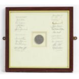 A framed presentation souvenir of the autographs of 22 prominent World Series Cricket players,
