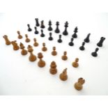 Toys: A quantity of 20thC Staunton style chess pieces. King approx. 3 1/2" high (31) Please Note -