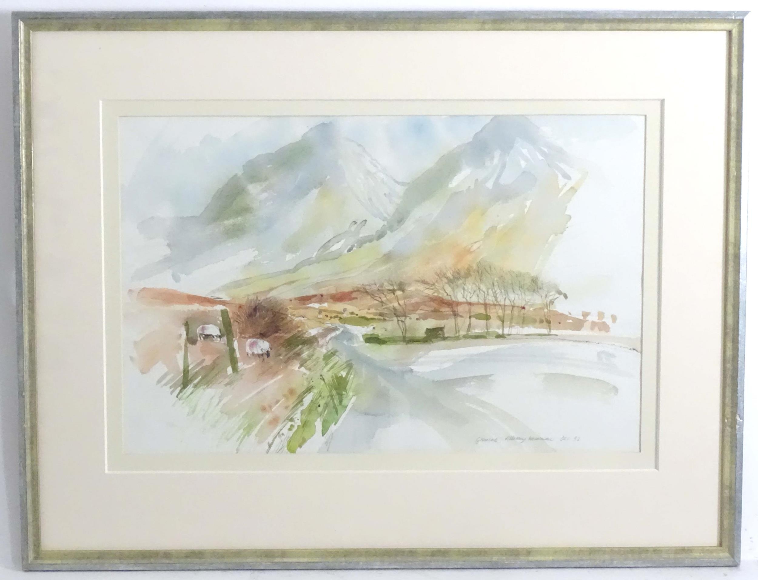 Albany Wiseman (1930-2021), Watercolour, Glencoe, Scotland, A Scottish mountain landscape with - Image 3 of 5