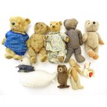 Toys: A quantity of late 19th / early 20thC teddy bears to include a straw filled bear, bears with