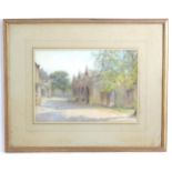 Ernest Albert Chadwick (1876-1955), Watercolour, Market Hall, Chipping Campden, with children and