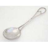 An Art Deco silver preserve / jam spoon with openwork handle, hallmarked Birmingham 1942, maker J