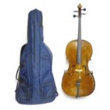 Musical Instrument: a Stentor 'Student II' cello, with case and spare strings, approximately 50"