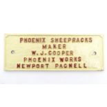 Local Interest Buckinghamshire: A 20thC cast advertising sign / plaque / name plate for Phoenix