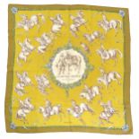 Vintage clothing / fashion: A vintage Hermes Paris scarf, 'le nouveau manege' de Jean Elie