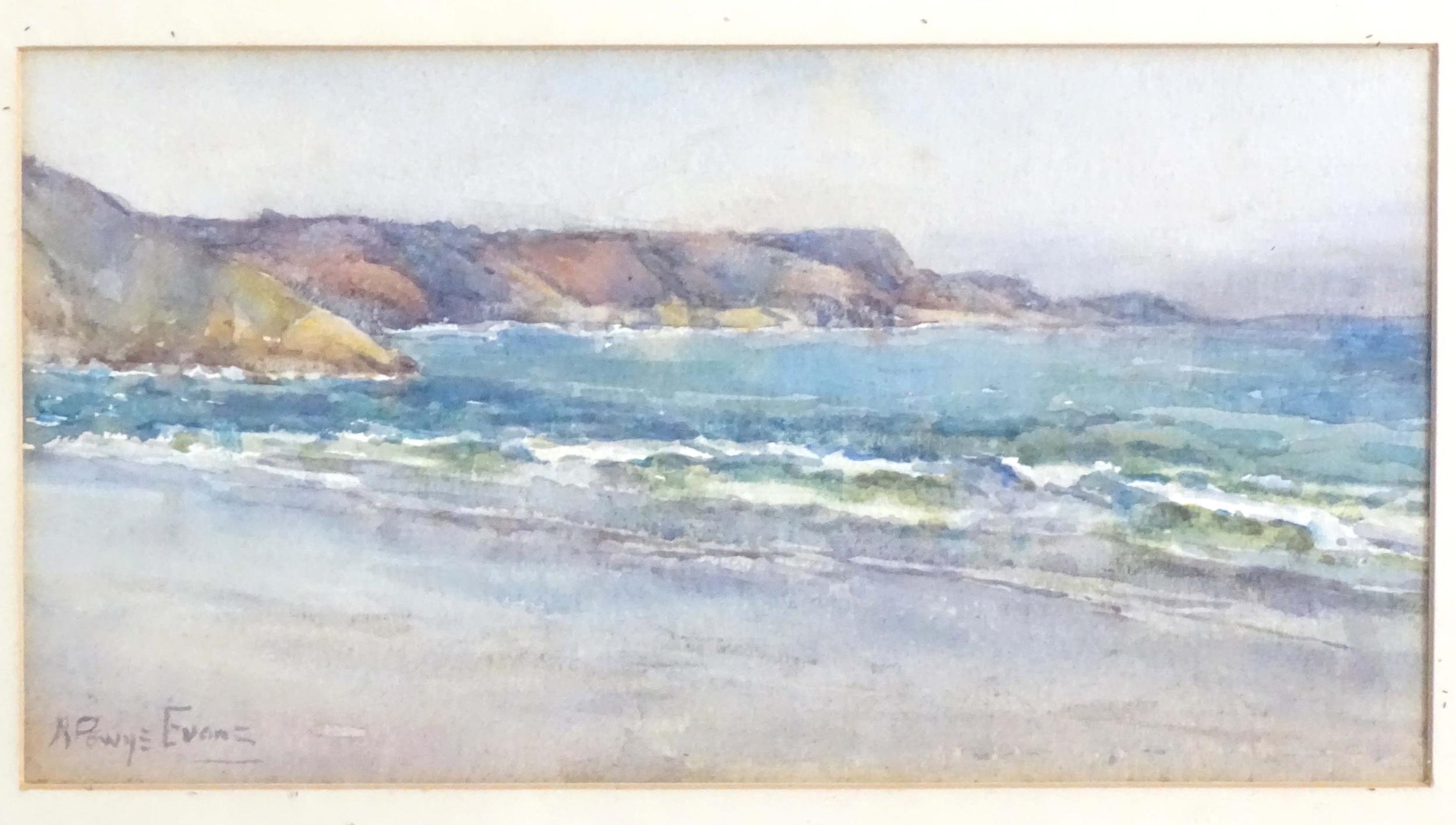 N. Powys Evans, Early 20th century, Watercolour, Breaking Waves. Signed lower left. Approx. 5 3/4" x - Image 3 of 4