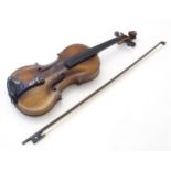 Musical Instrument: an early 20thC violin, bearing interior label: B. Ruggerius Cremonenis, anno