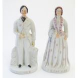 A pair of Victorian Staffordshire pottery flat back figures depicting the Prince and Princess.