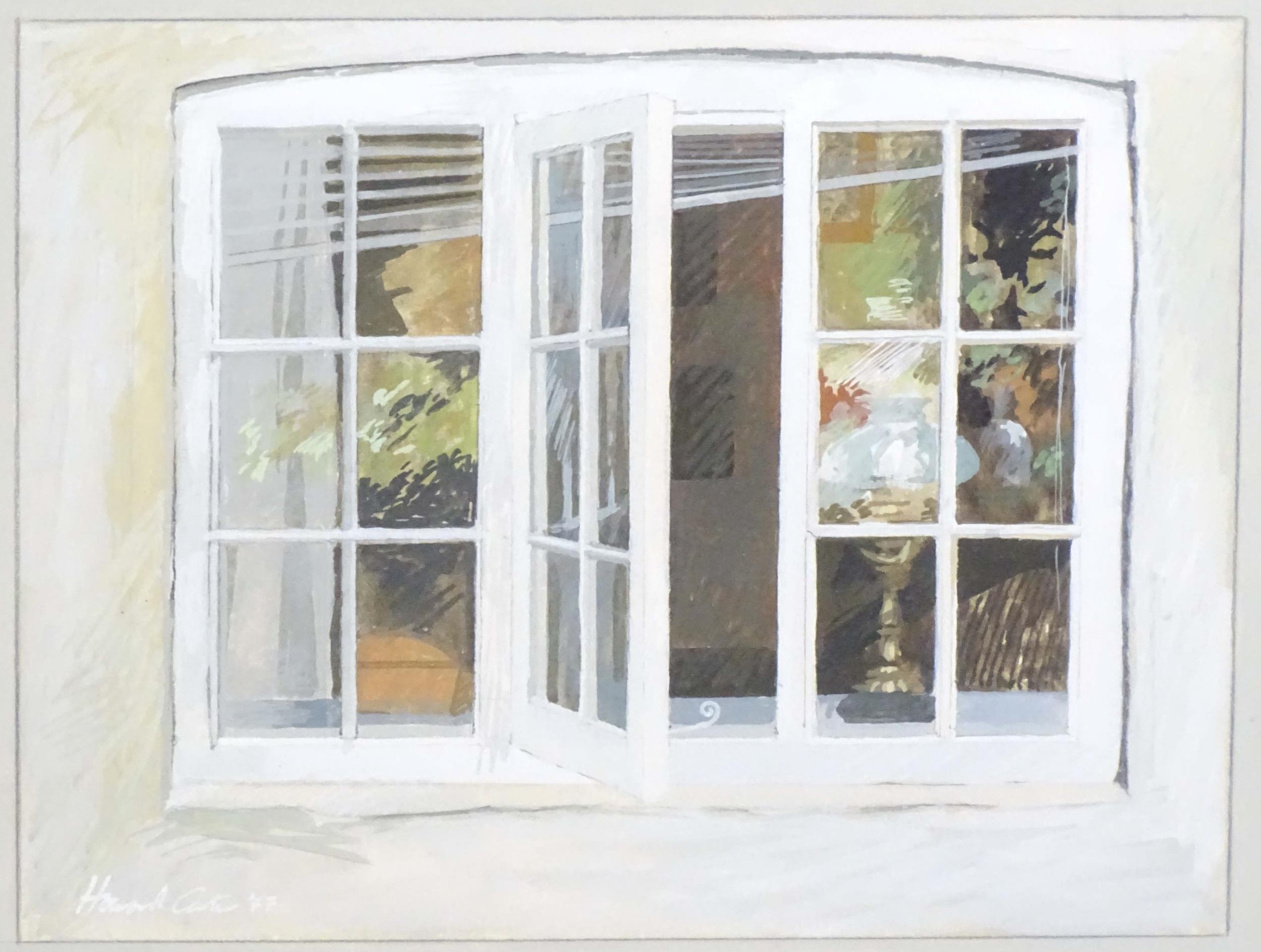 Howard Carter, 20th century, Watercolour and gouache, A study of an open window with an oil lamp. - Image 4 of 5
