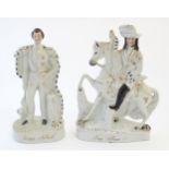 Two Victorian Staffordshire pottery flat back figures depicting Prince Albert, and William III on