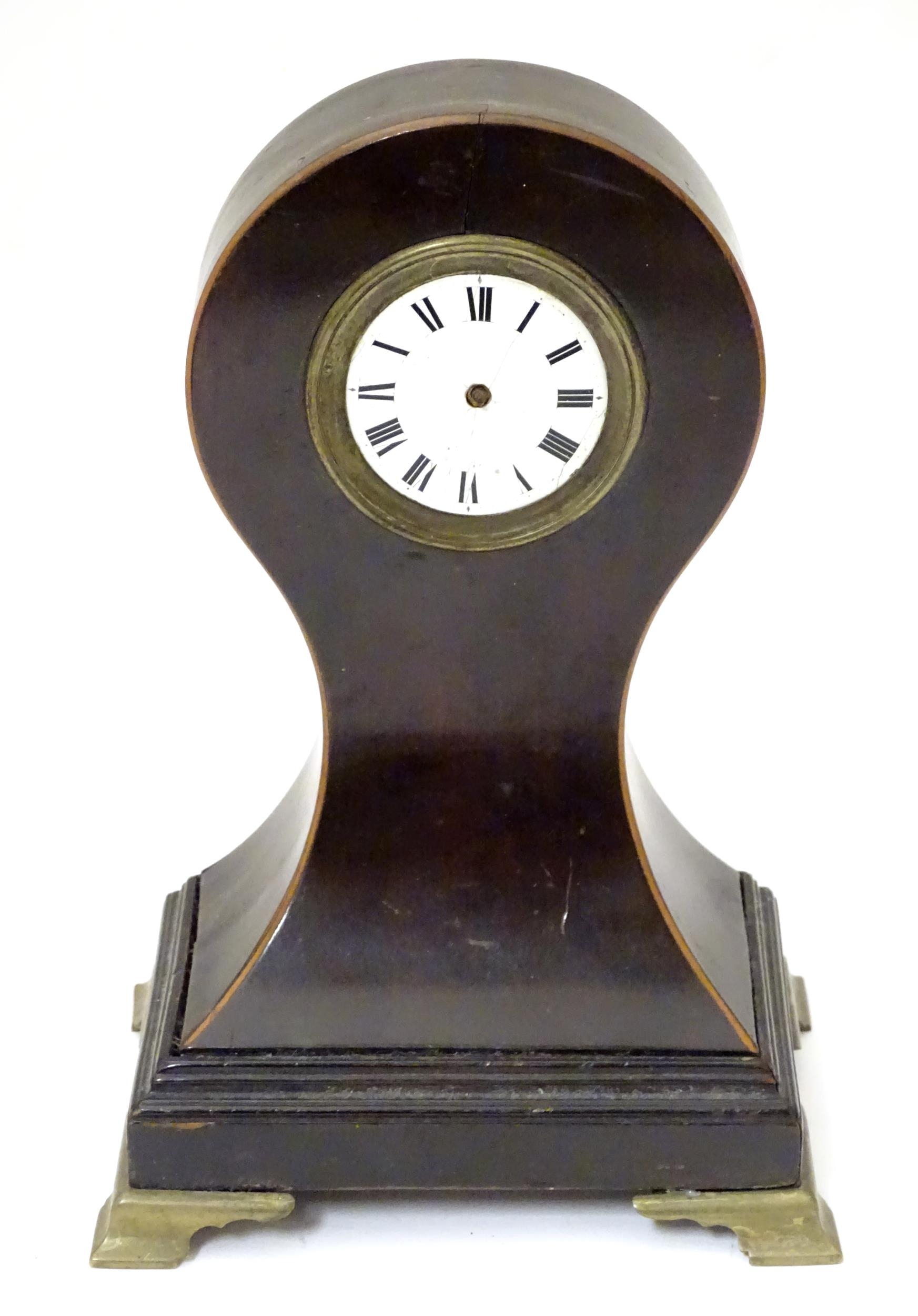 A Victorian pocket watch stand formed as a balloon shaped mantel clock. The whole standing 8 1/2" - Image 3 of 9
