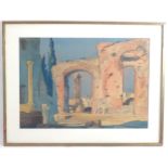 Edward Bouverie Hoyton (1900-1988), Watercolour, A study of ancient ruins. Signed lower right.