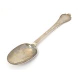 A William & Mary silver trefid spoon, the oval bowl with rats tail detail, maker Stephen Coleman, c.