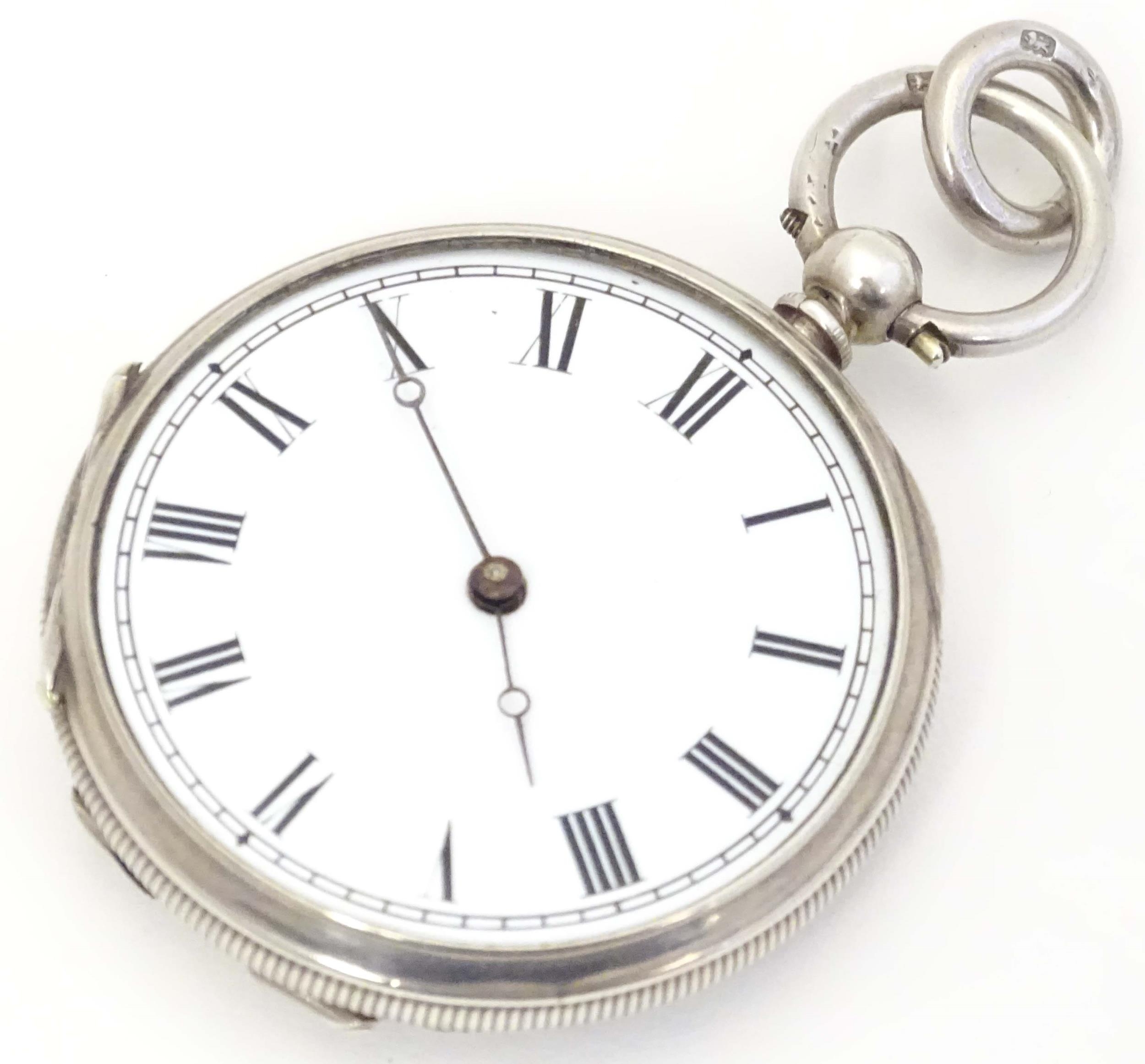 A white metal pocket watch. Approx. 1 1/2" diameter Please Note - we do not make reference to the - Image 2 of 7