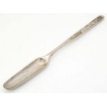 An 18thC silver marrow scoop, hallmarked London, maker T.E. Approx. 9" long Please Note - we do