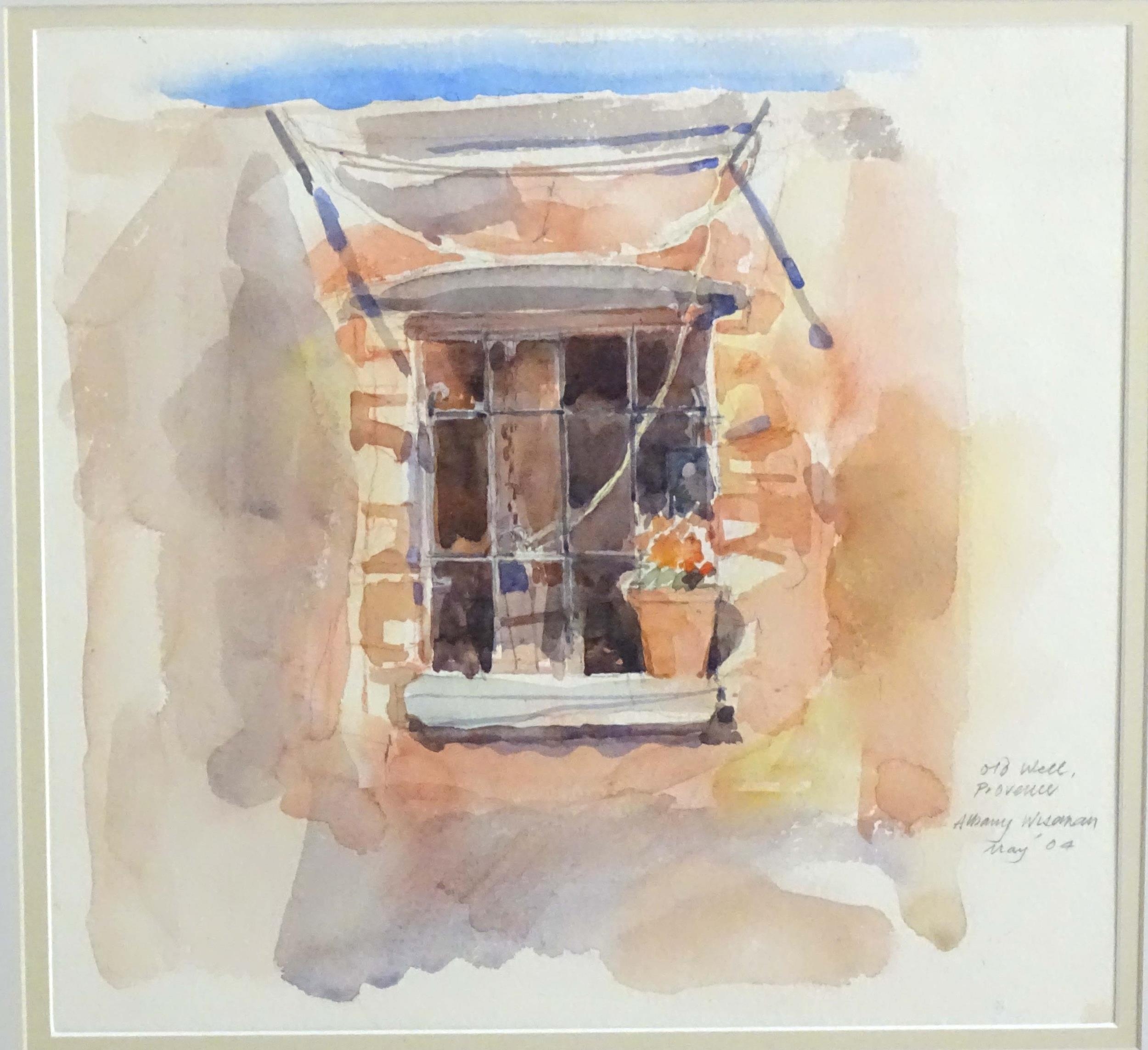Albany Wiseman (1930-2021), Watercolour, Old Well, Provence, France. A view of a window with a plant - Image 3 of 4