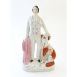 A large Victorian Staffordshire pottery flat back figure depicting the Prince of Wales with a