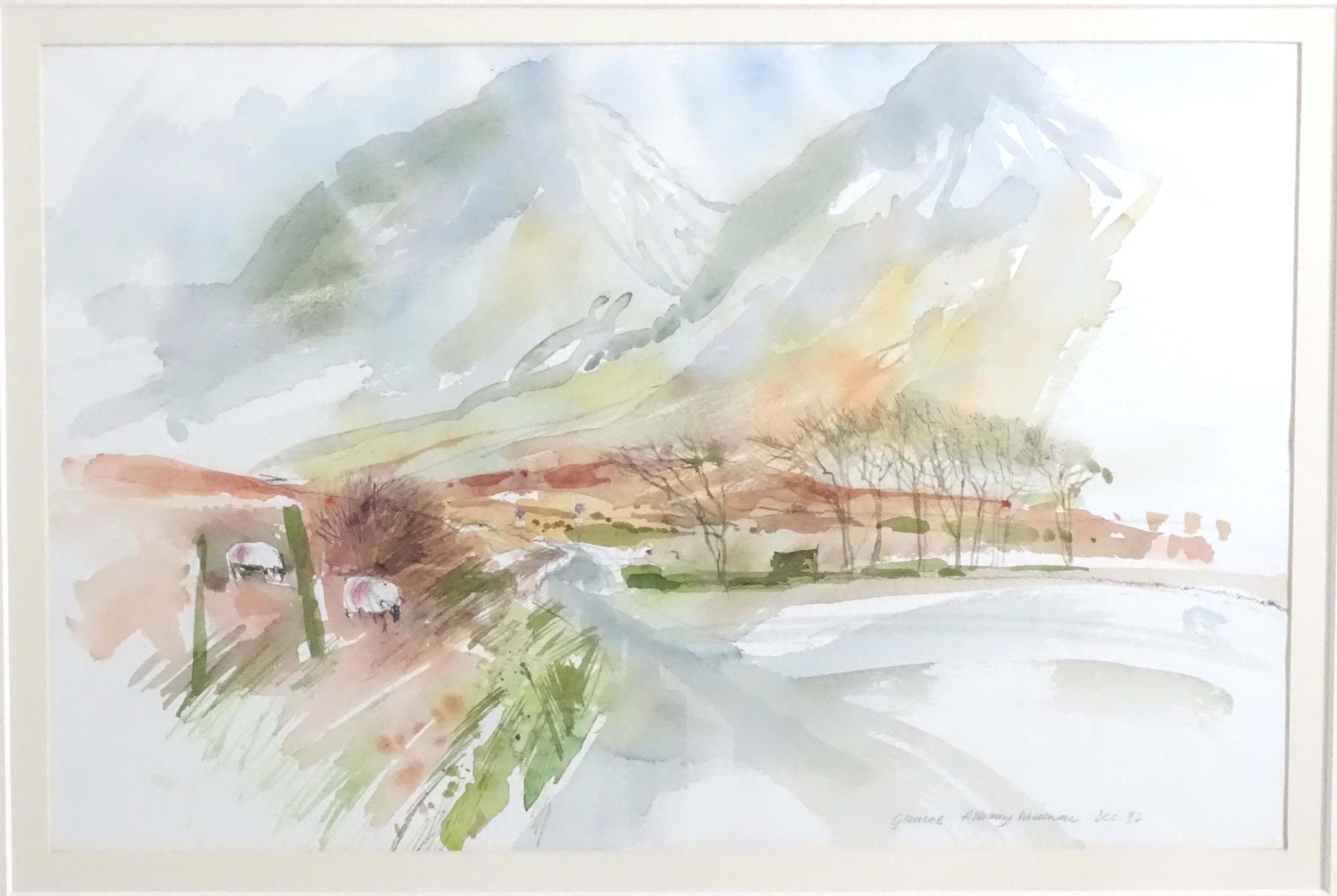 Albany Wiseman (1930-2021), Watercolour, Glencoe, Scotland, A Scottish mountain landscape with - Image 4 of 5