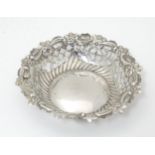 A Victorian silver bonbon dish with fretwork decoration. Hallmarked Chester 1895 maker James