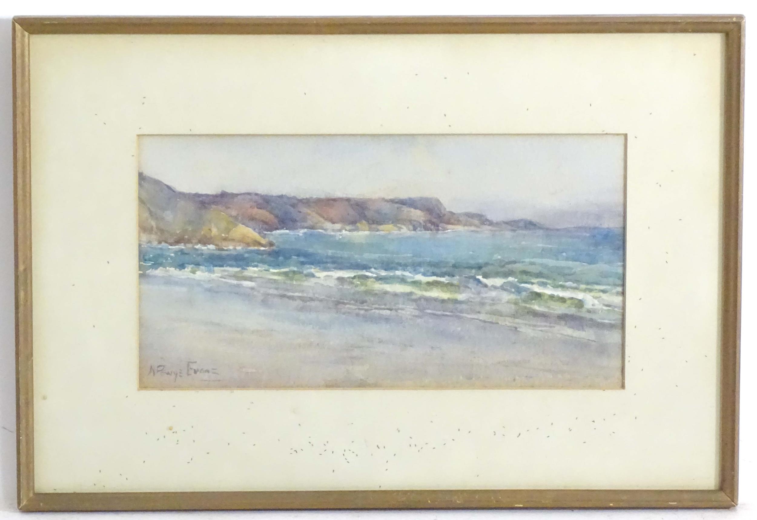 N. Powys Evans, Early 20th century, Watercolour, Breaking Waves. Signed lower left. Approx. 5 3/4" x