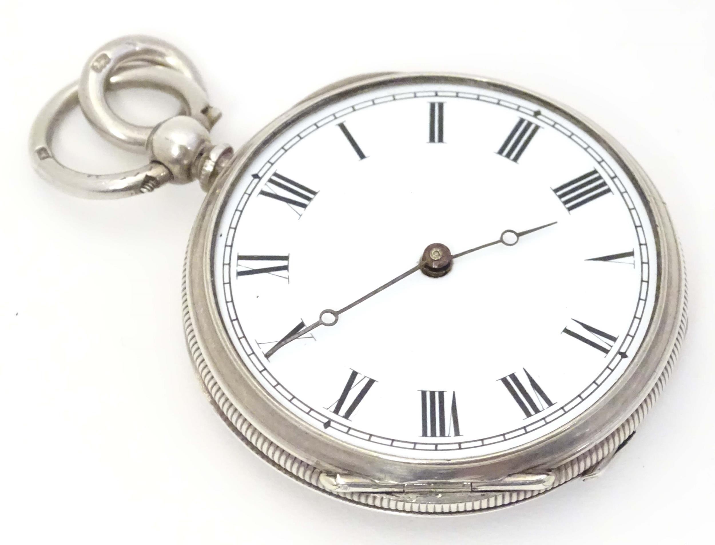 A white metal pocket watch. Approx. 1 1/2" diameter Please Note - we do not make reference to the - Image 3 of 7