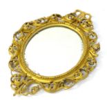 A 19thC giltwood mirror with a pierced floral and beaded surround. 26" high x 20" wide Please Note -