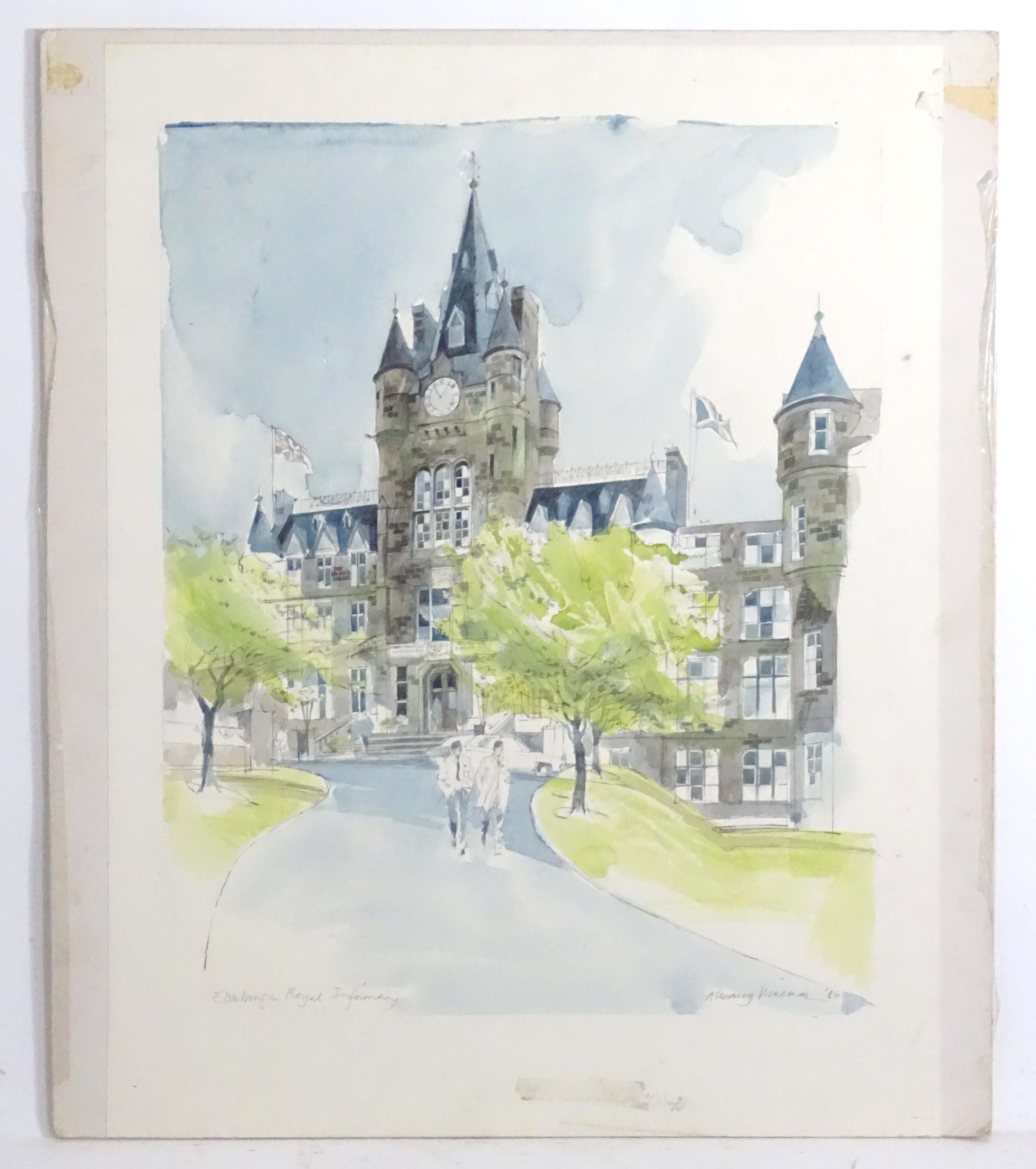 Albany Wiseman (1930-2021), Watercolour, Edinburgh Royal Infirmary. Signed, titled and dated (19)