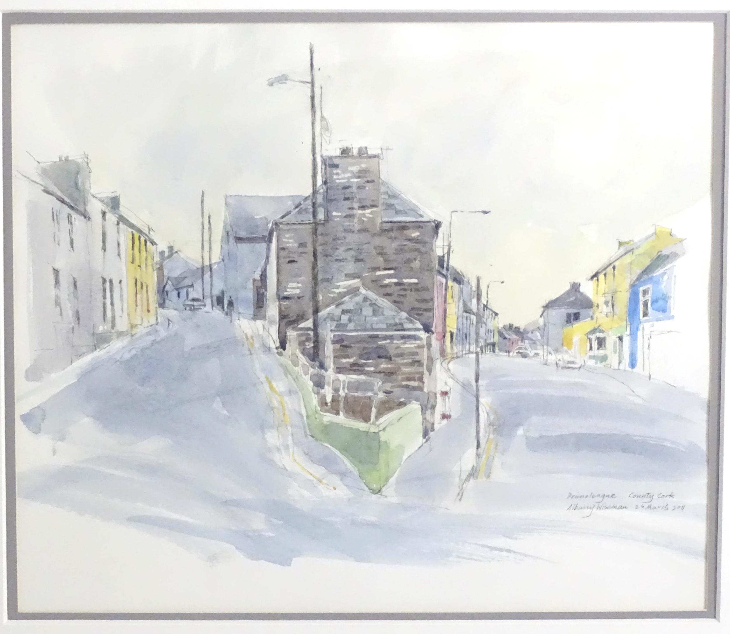 Albany Wiseman (1930-2021), Watercolour, Drimoleague, County Cork, Ireland, An Irish street scene. - Image 3 of 4
