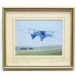 A signed colour aviation print titled Sir Philip Sassoon's Dragonfly, Gatwick 1936, and signed in