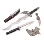 Assorted knives including a Middle Eastern Khanjar, Hunting knife with antler handle and a Flying