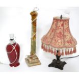 Three table lamps, the largest with a marble column, approx. 19 1/2" high (3) Please Note - we do